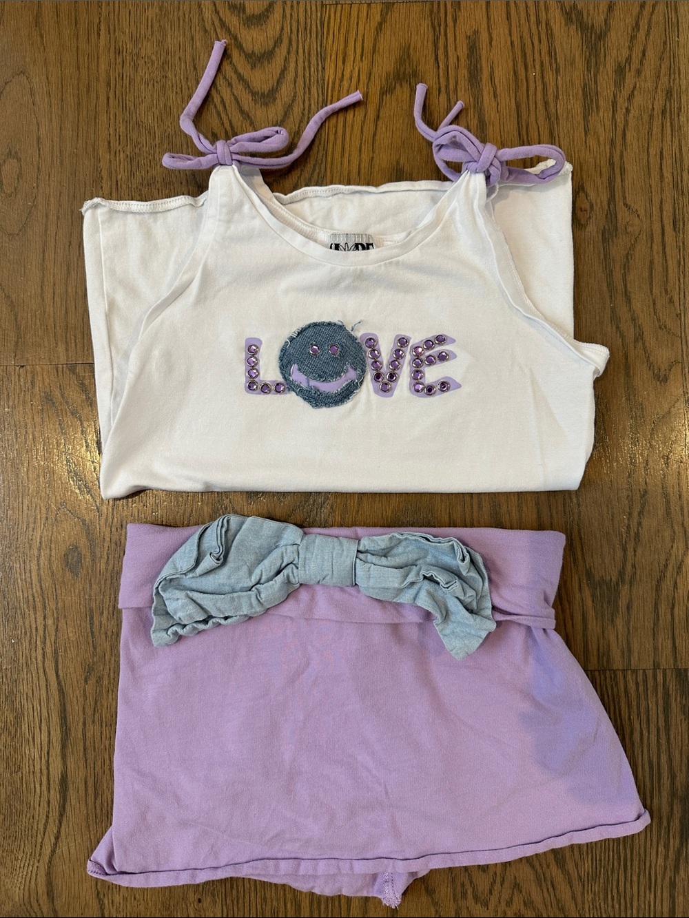Hope Jeans White & Lavender Love Smile Matching Skort Set
